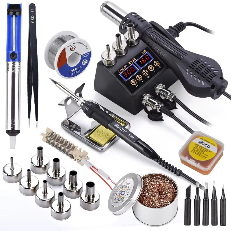 8898 Soldering Station  2 in 1 Digital Display Hot Air Gun Solder Iron Welding Rework For Cell-Phone BGA SMD PCB IC Repair Tools