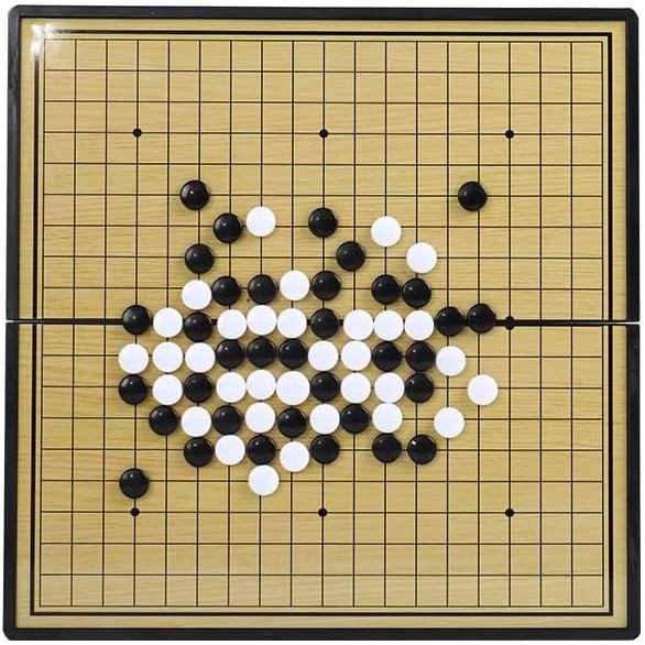 Go Set 29cm Portable Magnetic Official Go Board 19 Roads for Beginners Comes with Go Stone Case Foldable Game Entertainment Competition