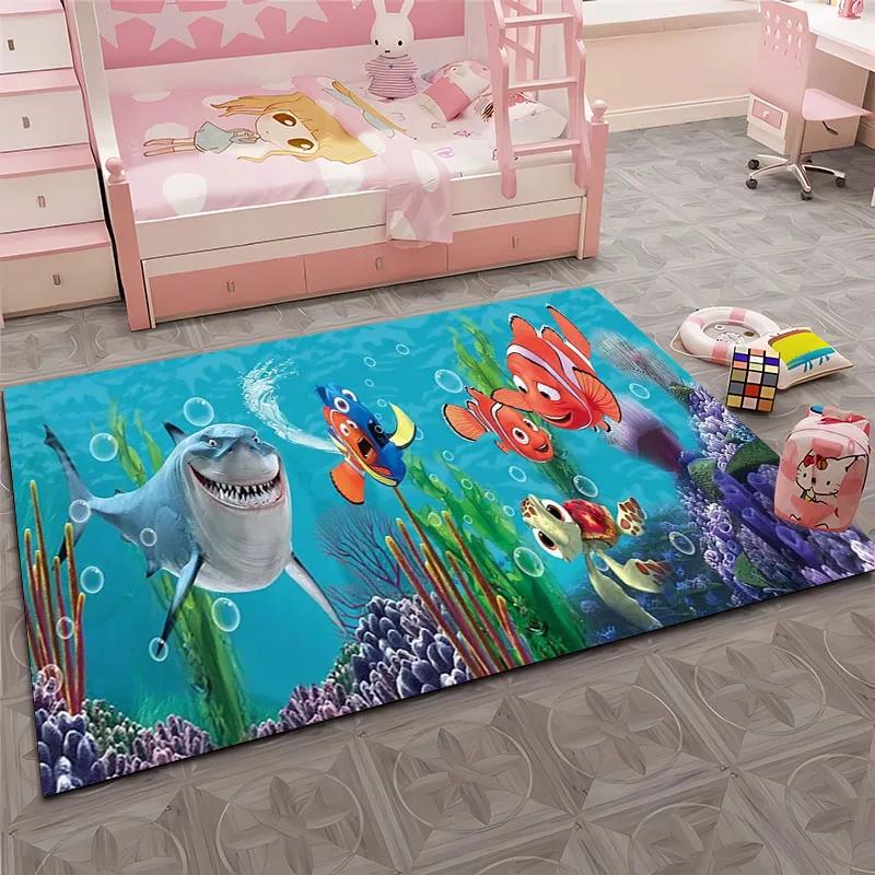 HD Underwater World 3D Illusion Seabed Cartoon Carpet,Rug for Living Room Rug for Bedroom Sofa Doormat Decor Non-slip Floor Mat