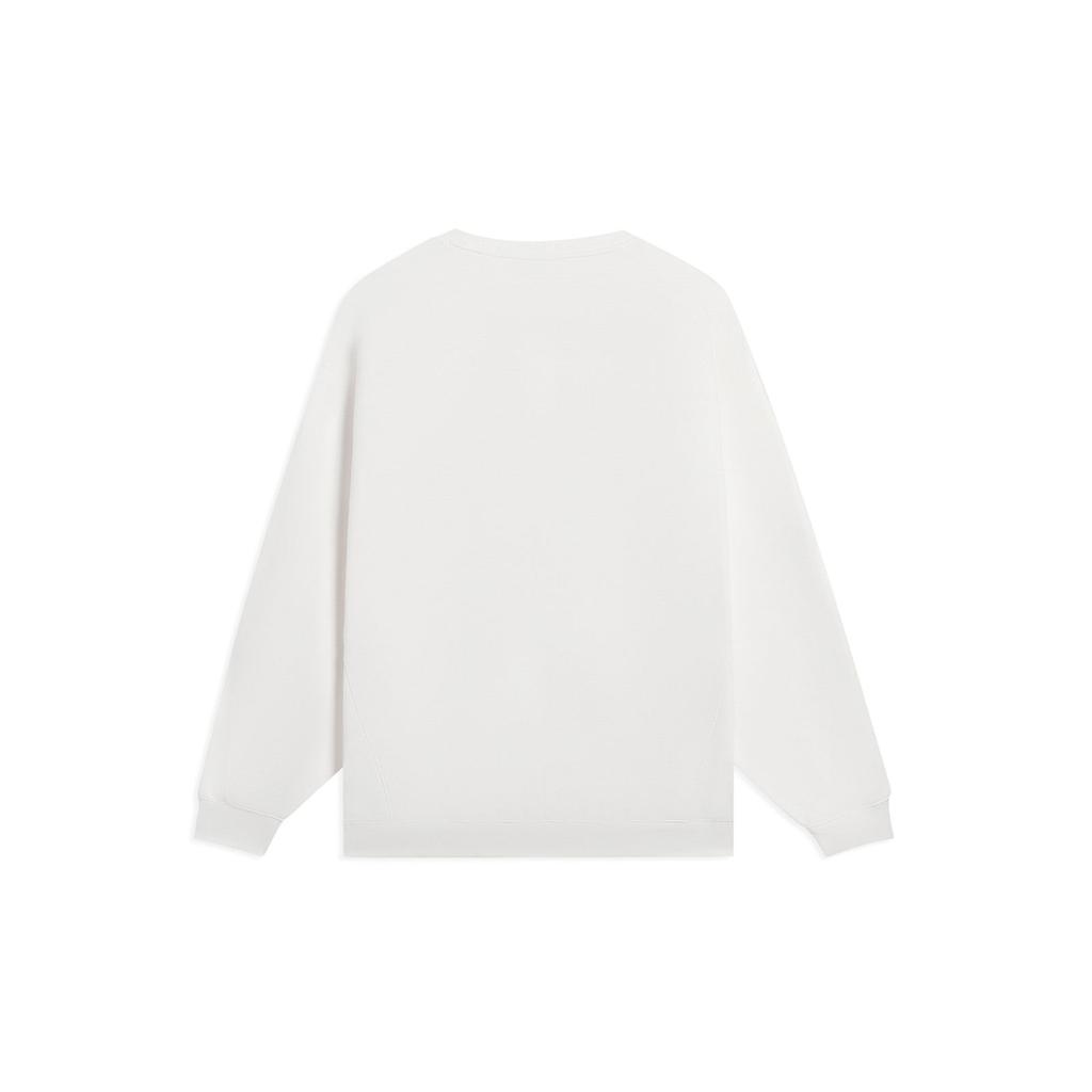 Li-Ning Pure Color Casual Sports Breathable Long Sleeve Loose Sweatshirt Men Tops Milk-White AWDS927-2