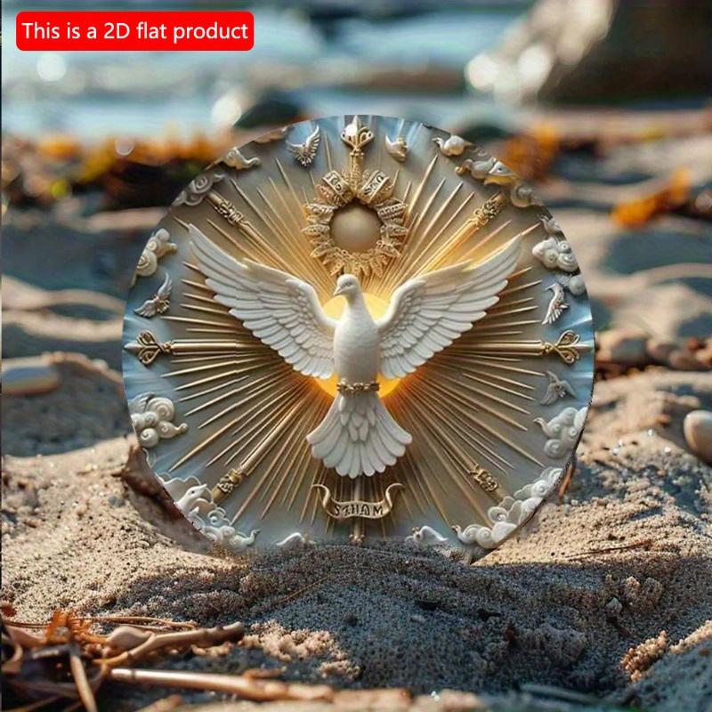 2D Flat 1pc 20*20m Christ The Spirit Dove Wall Art Wood Relief, Welcome Door Rustic Wooden Sign Peace Doves Front Door Sign Farmhouse Wall Sign