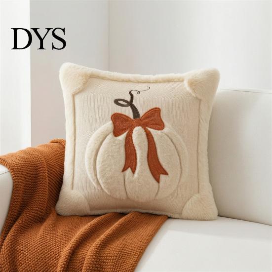 Retro Farmhouse Cushion Covers Pumpkin Cover, Plush Embroidered Bow Throw Pillow 18 Decorative Cover for Thanksgiving x Inch Soft Autumn Case