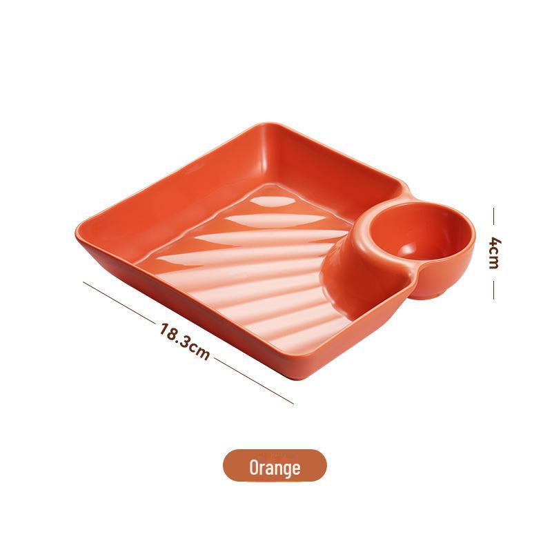 Japanese Creative Plastic Dinner Set: Dumpling, Fried Chicken, & Dipping Sauce Plates with Vinegar Dish