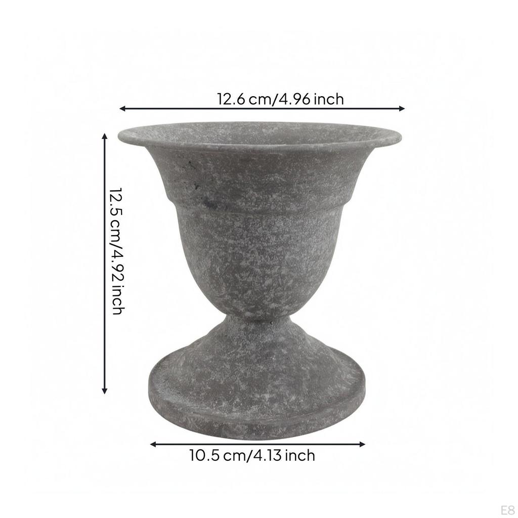Decorative Iron Planter Ornamental Footed Vase Matte VintageStyle Light Gray C High Foot
