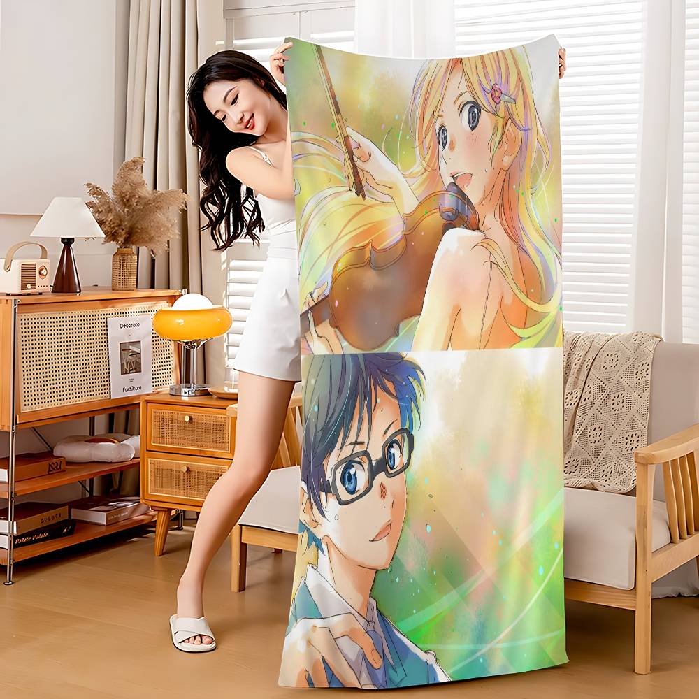 Anime Your Lie in April Microfiber Printed Beach Towel Mountain Climbing Yoga Beach Swimming Running Absorbent Soft Towel