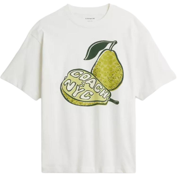 Coach Ss25 Cotton Pear Shape Short Sleeve T-Shirt Men Tops White CY576-NFY