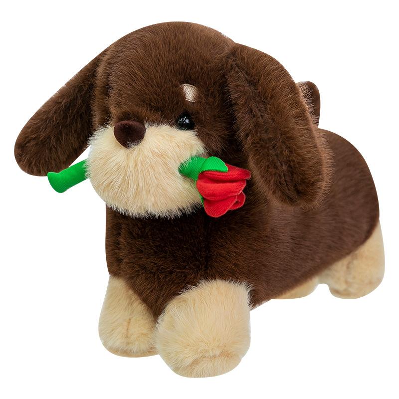 Cute Dachshund Rose Puppy Plush Toy Valentine's Day Gift Sofa Sleeping on Pillow Long Dog Hug Pillow