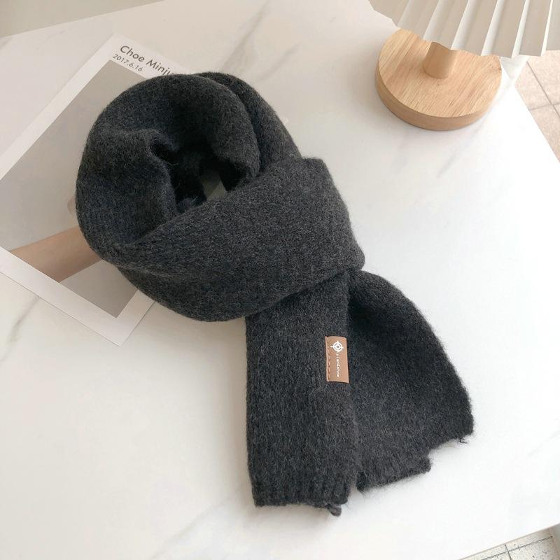 Eșarfă tricotată pentru femei, de culoare solidă, lână, toamnă, iarnă, eșarfe calde, design simplu, șal de cașmir moale îngroșat