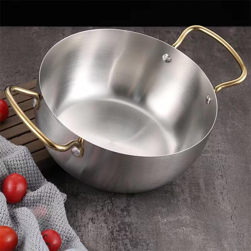ZISIZ 16cm Stainless Steel Double-Handle Soup Pot
