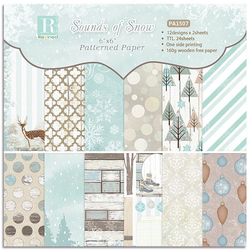 24 fogli Suoni di neve Natale Carta artigianale Fustelle Arte Sfondo Origami Scrapbooking Creazione di biglietti