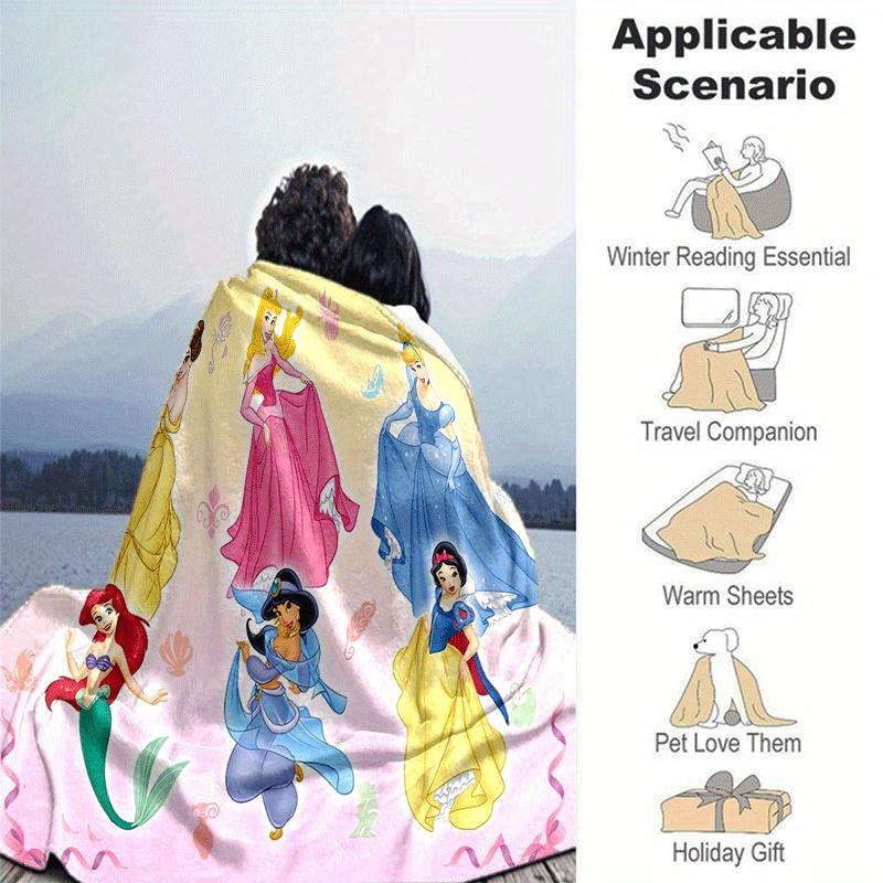 1pc Princess Printing Blanket - Soft, All-Season Throw for Living Room, Bedroom,Personalized Gift with Adorable Cartoon Design