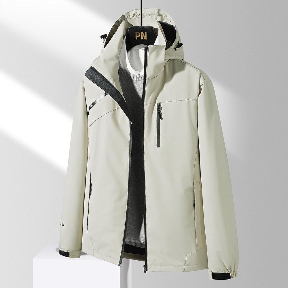 Men's Waterproof Windbreaker Jacket - Spring/Autumn, Breathable, Plus Size, Hooded, for Casual Camping and Mountaineering