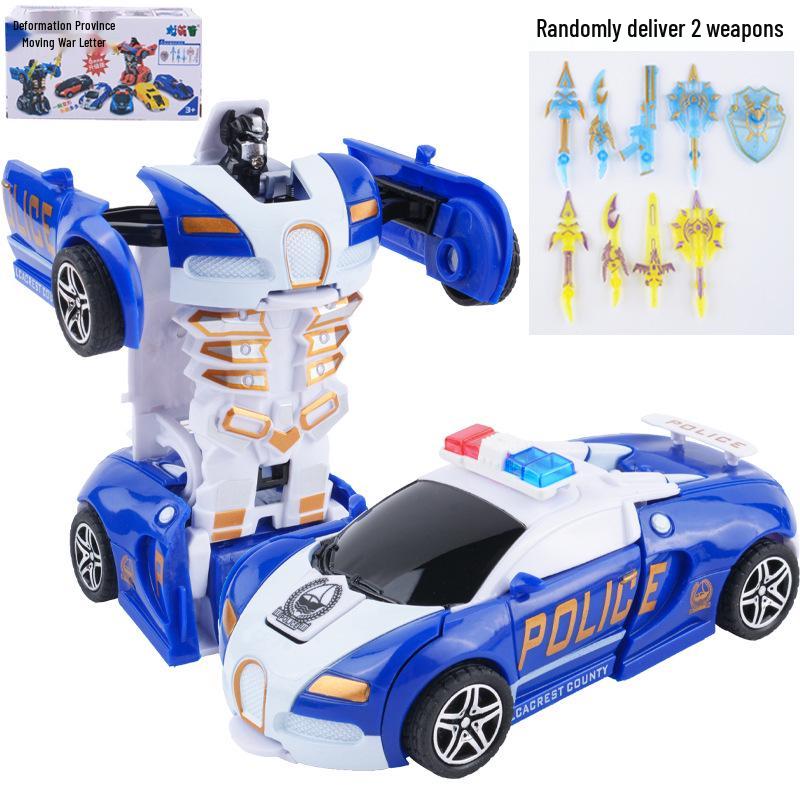 Children's Deformation Toy Car - One-Key Inertia Impact Puzzle Vehicle