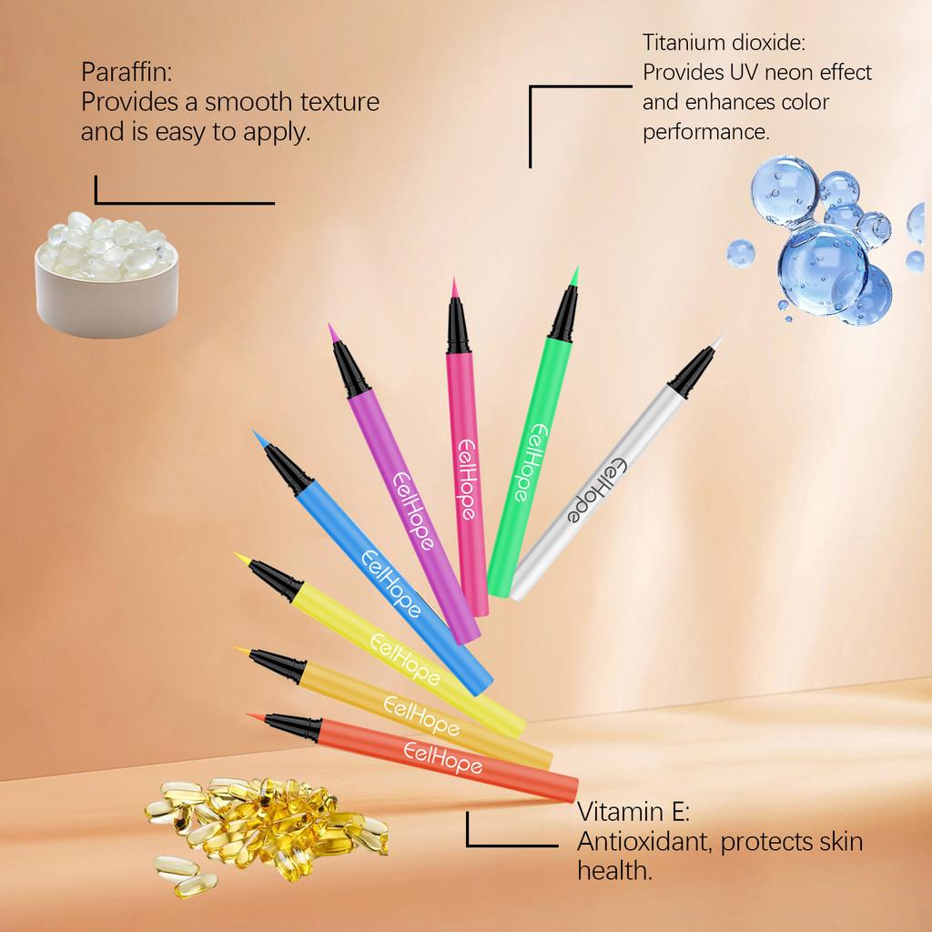 Eelhope 8 Color Neon Uv Liquid Eyeliner Pens For Vibrant Halloween Eye Makeup Looks