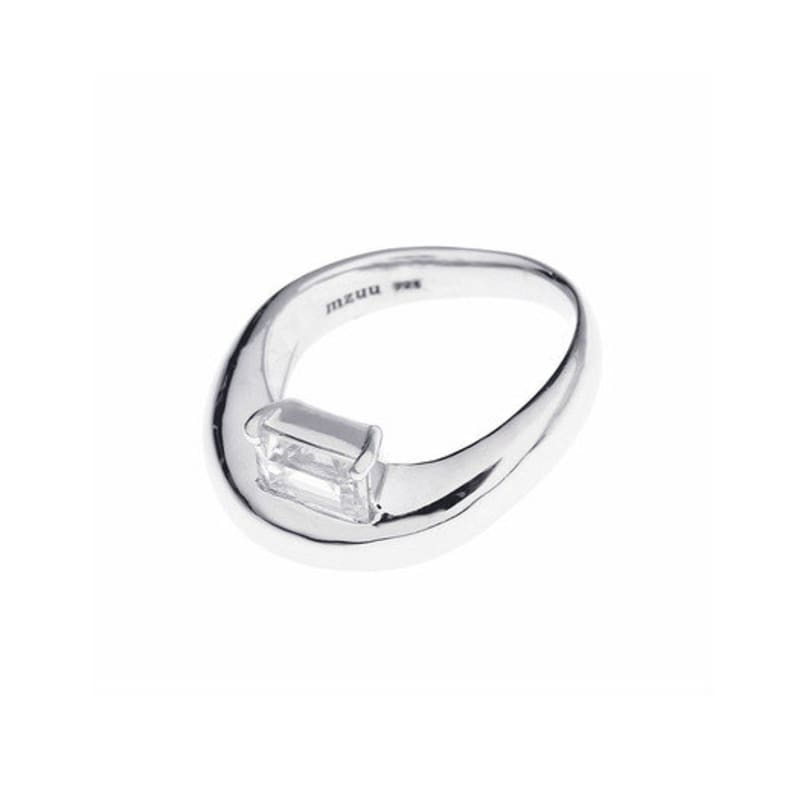 MZUU [GRAY Collection]Baguette Stone Loop Ring
