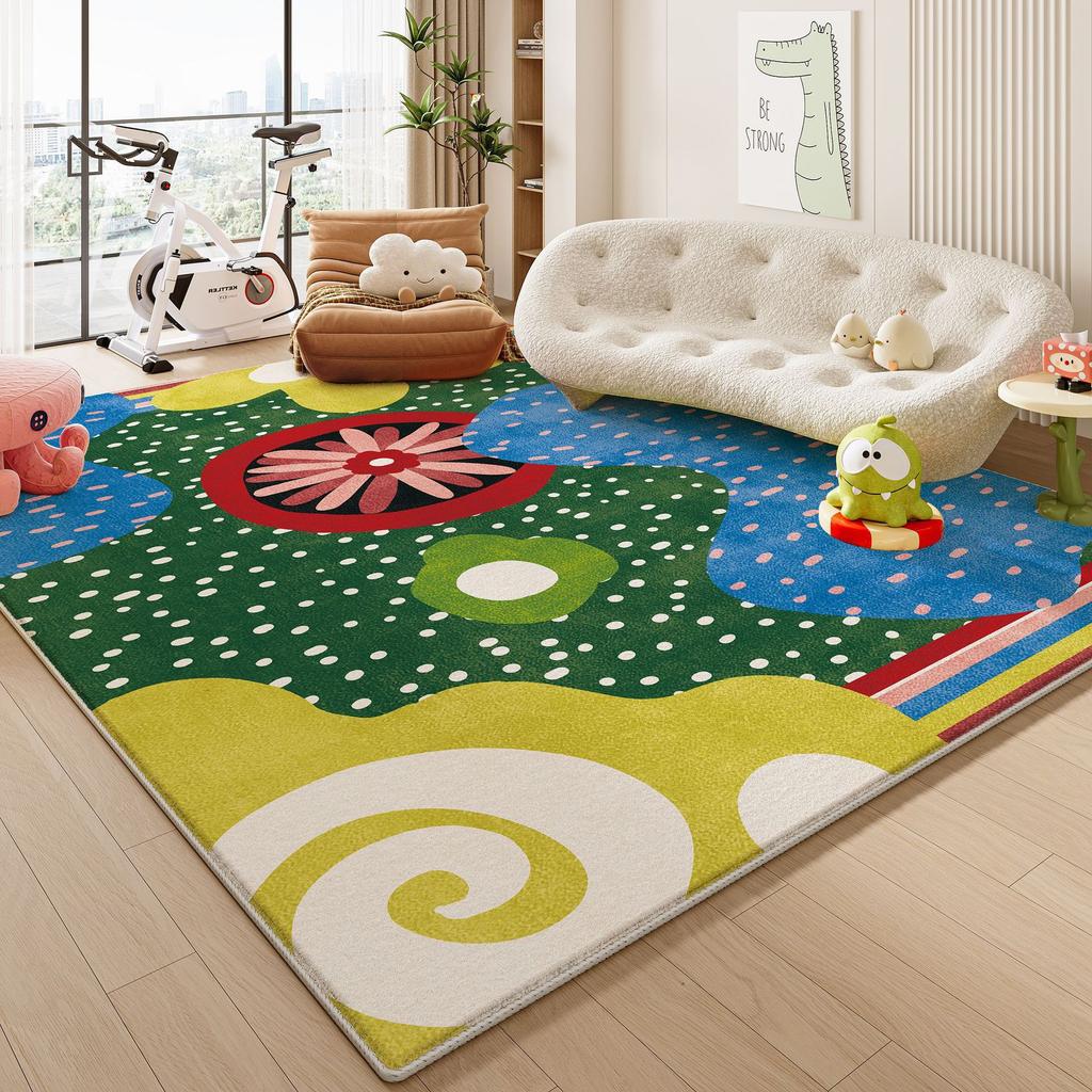 Kids Cartoon Carpet Mat Rug Colorful Monster Flower Pattern Soft Non-slip Floor Mat for Children's Playroom Home Decoration