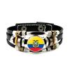 Factory National Country Flag Design Bracelet Crystal Bead Snap Button Sports National Team Jewelry Gift Leather Wrap Bracelet