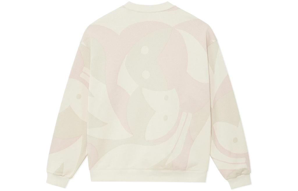Men's Li-Ning Sweatshirts Unisex Swan White Jacquard Crew Neck Moderate Regular