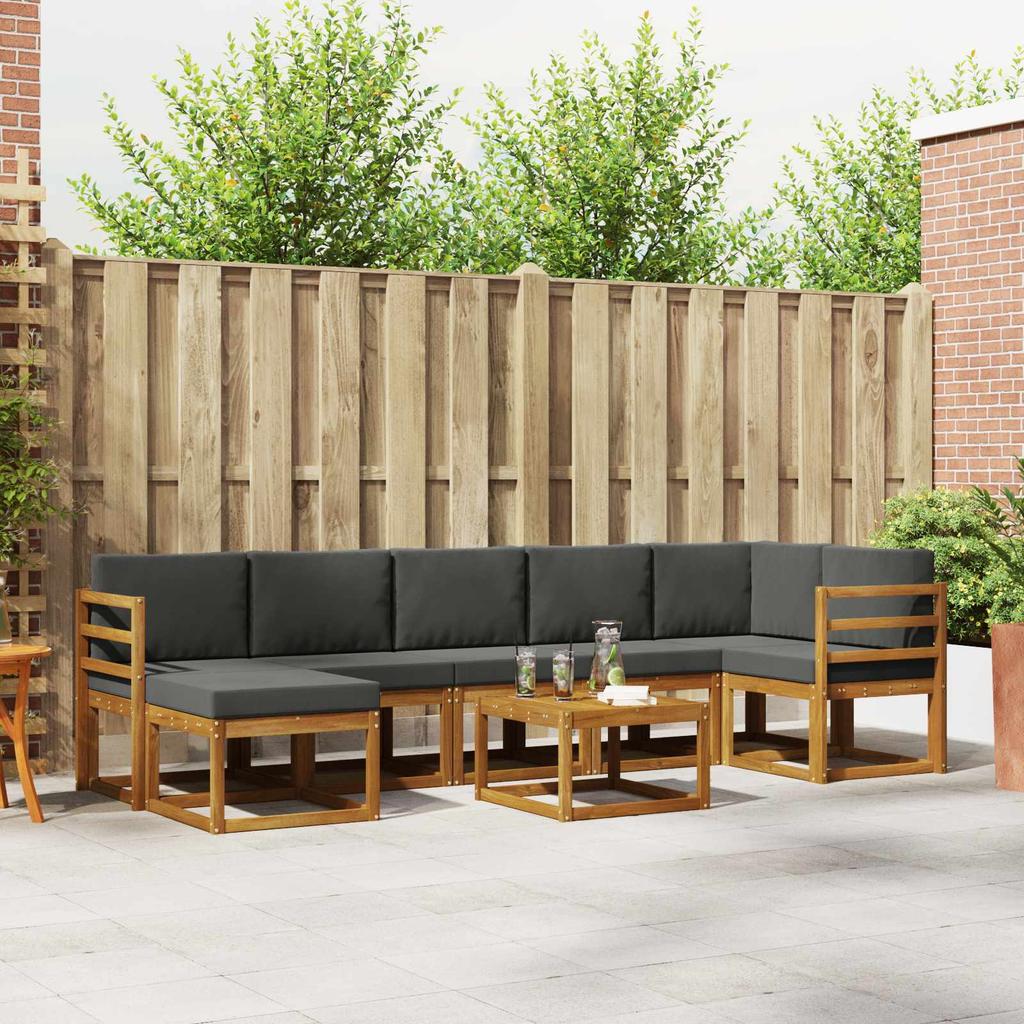 Outdoor Sofa Set with Cushions 8 pcs Natural and Anthracite