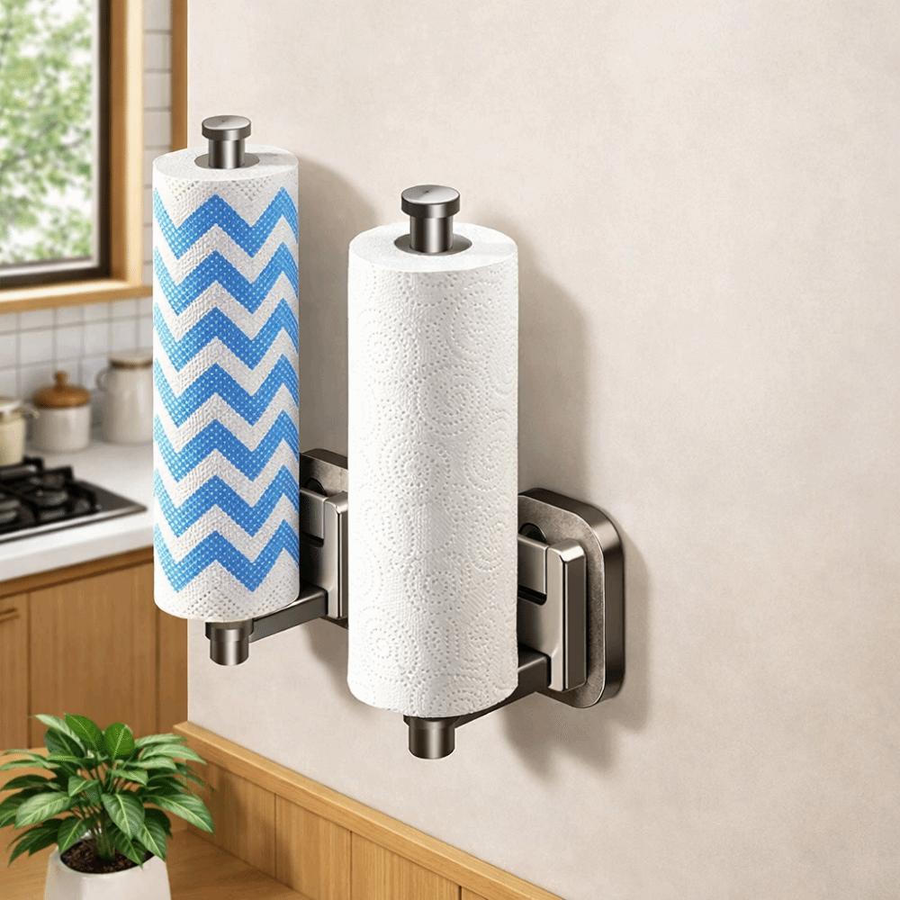 Wall Mounted Cling Film Storage Rack Easy Install Roll Paper Holder  Cabinet