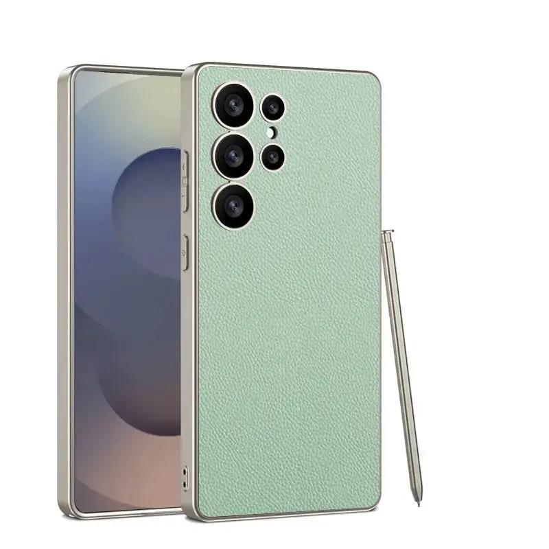 

Металізований лакований шкіряний чохол для телефону Samsung Galaxy S23 S24 S25 Ultra 5G Розкішна шкіра Матовий S24Ultra S25Ultra Захисний чохол For Galaxy S25 Ultra&Only Case (No Pen)