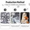 Frameless Pearl Bead Painting Kit Cute Ghost Pumpkin Design DIY Handmade Craft Canvas for Home Wall Decor Autumn Seasonal Gift Art