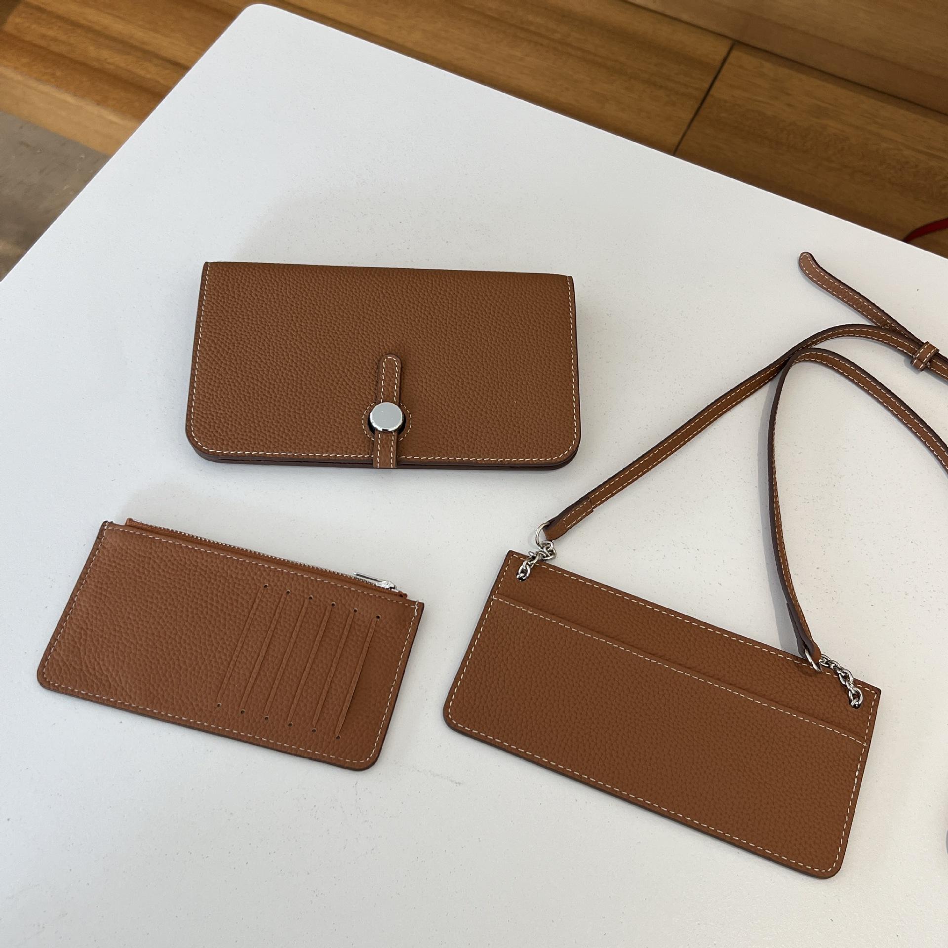 

First Layer Cowhide Passport Bag Wallet Women S Genuine Leather Mobile Phone Bag Multi-Purpose Shoulder Oblique Span Bag Large Capacity Clutch Bag three-in-one золотисто-коричневый
