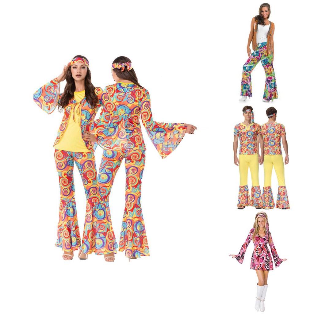 Set Costume Cosplay Disco Retro Anni '70 Per Uomo E Donna Perfetto Per Halloween E Feste A Tema