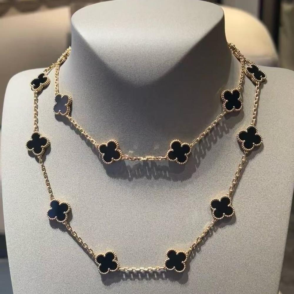 Lucky Four Leaf Clover Necklace 20 Flower Necklace Fritillary Carnelian Sweater Chain