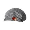 Trendy Y2K Retro Turn-Up Brim Button Plaid Cloud Cap Women Spring Black And White Plaid Beret Octagonal Hat Literary Painter Hat