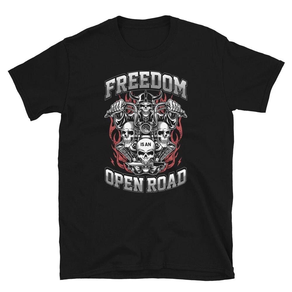 Chopper Cruiser Motorbike Freedom Is An Open Road Biker T-Shirt 2XL