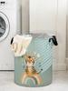 Little Tiger Laundry Basket Foldable Large Capacity Canvas Storage Bucket Children's Toy Clothing Storage Home Bathroom