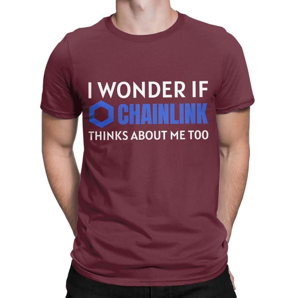 I Wonder If Chainlink Thinks About Me Too Crypto Cryptocurrency Link Graphic 100 Cotton Tshirt Chainlink Tops Tees For Unisex