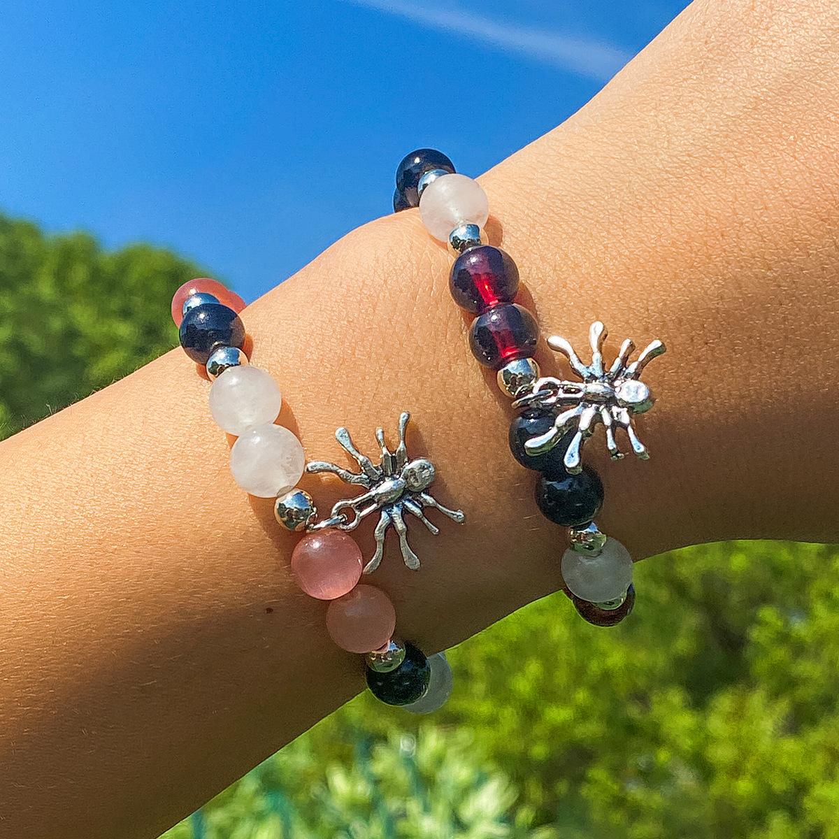 

Аксессуары, этнический стиль, набор браслетов с подвеской-пауком на Хэллоуин, простые украшения из агата для женщин