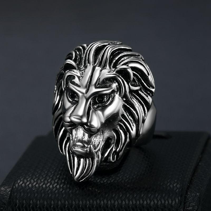 

New hip-hop domineering personality lion head gold-plated men s ring jewelry wholesale 7
