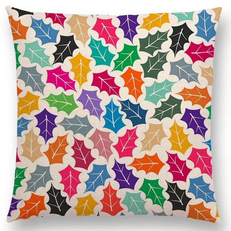 Kolorowe Kwiaty Liście Kropki Poszewka na Poduszkę na Sofę Gwiazdy Fale Wzór Geometryczny Pastelowe Trójkąty Diament Tęcza Poszewka na Poduszkę