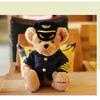 22/30/40cm urso piloto de alta qualidade bonecas pelúcia macio capitão urso plushie bonecas kawaii bebê crianças presentes aniversário