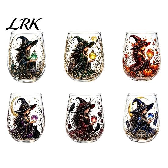 Tazza Unica in Vetro Fantasy Tazza Magica da Strega, Bicchieri Trasparenti a Tema Retro Halloween, Tazza Versatile per Tè al Latte Bicchieri Stampati per Cocktail
