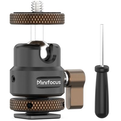 MINIFOCUS Mini Ball Metal Tripod Ball Head with Cold Shoe Rotating Ball Head for and Max Load 11 Lbs 5 Head, 1/4-Inch Adapter, 360-Degree Cameras,