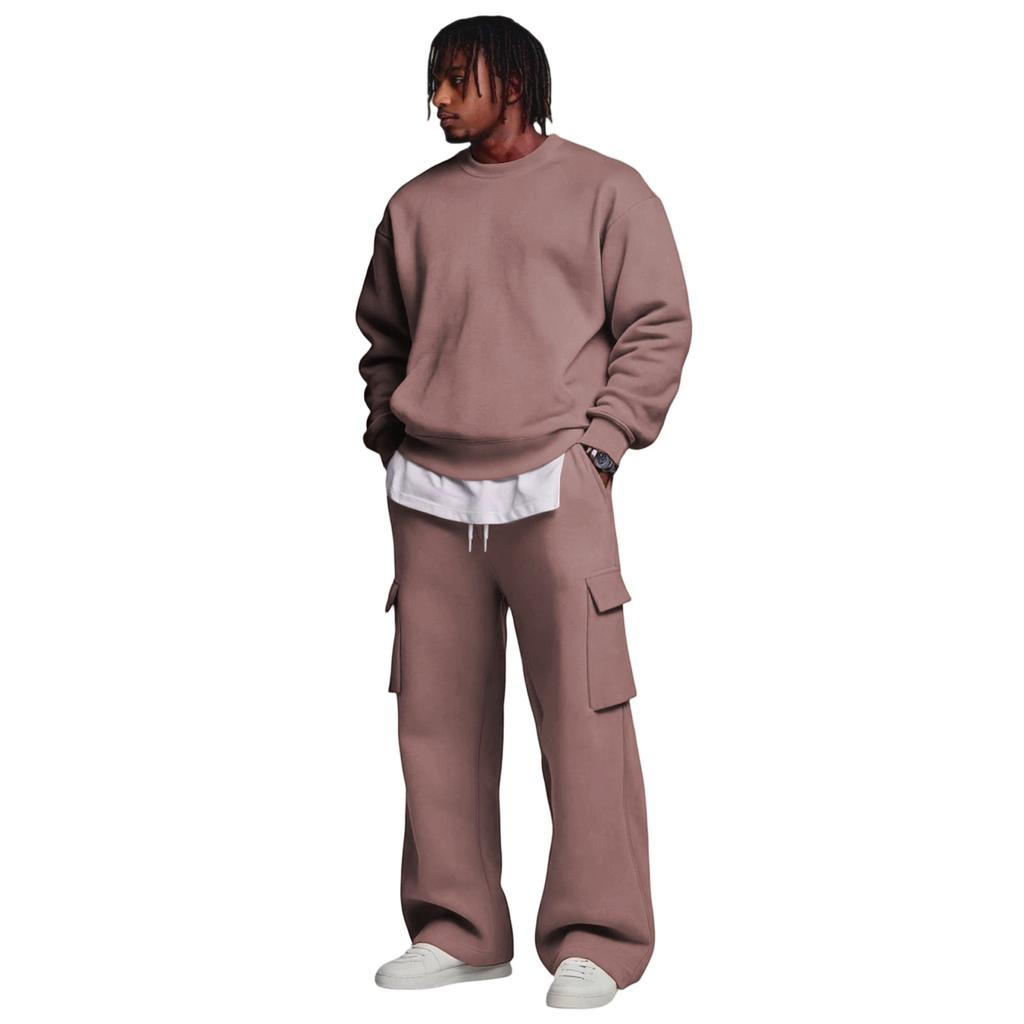 Herren Layer Sweatshirt und Cargohosen Set mit elastischem Bund