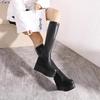 8813-3 inner height-increasing boots wedge heel super high heels 12CM waterproof platform muffin thick sole elastic but knee women's boots