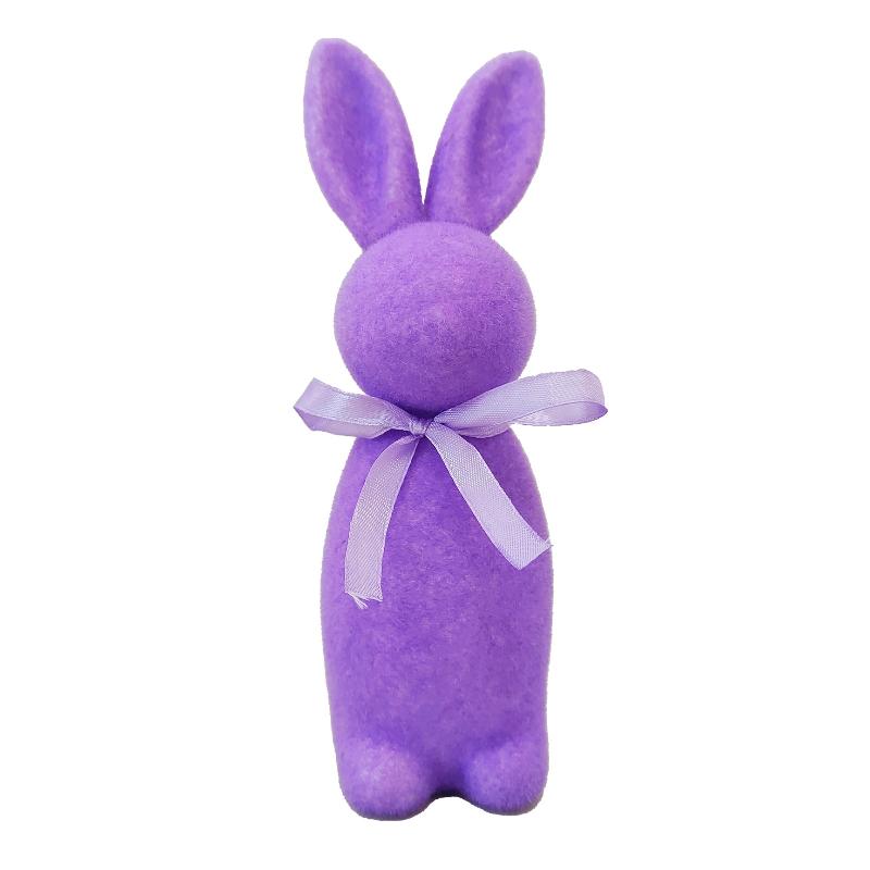 Velikonoční králíček s velurem Dekorace Roztomilý stojící velikonoční králík soška s motýlkem Jarní středový dekor na stůl Dekorace do školky a domova