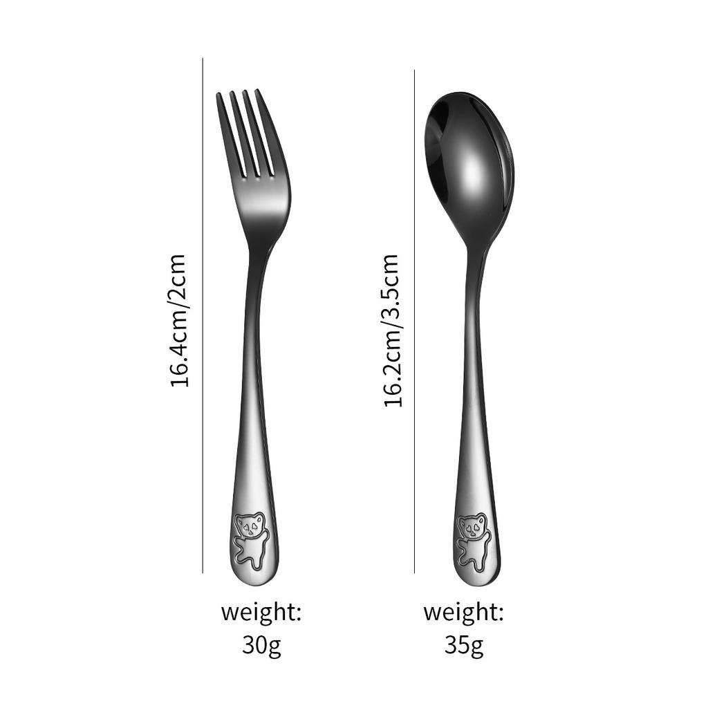 Hot-selling Stainless Steel Bear Tableware, Knives, Forks and Spoons Set, Love Baby Spoon and Fork, Children's Steak Knives and Forks 4pcs