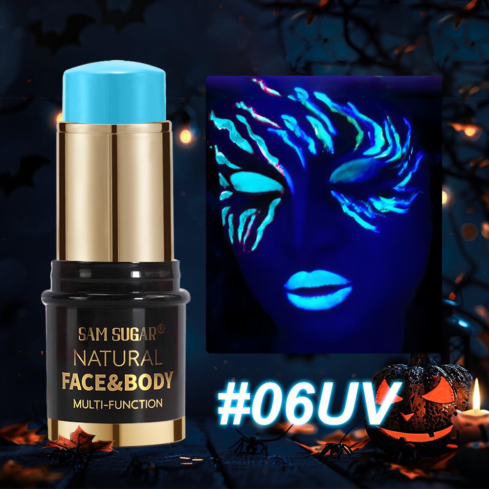 SAM SUGAR UV Glow Face and Body Paint Stick Neon Blacklight Painting Makeup Crayon for Halloween Festival Rave Party Stage Cosmetics