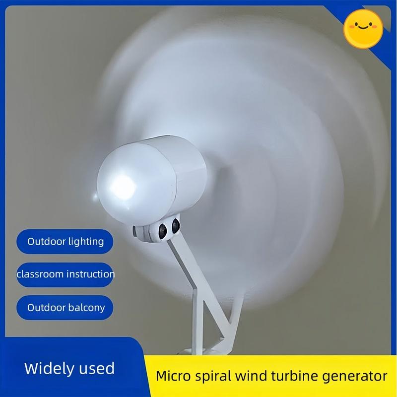 New 1-10W Miniature Spiral Wind Turbine Scientific Experiment Power Lamp White Solar Wind Generator Model with LED Light 320mm