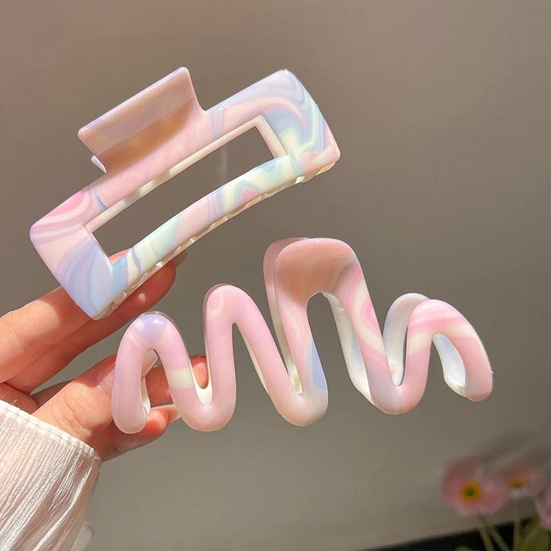 New Korean Gradient Hair Claw Clip for Women Large Thick Hair Shark Clip Hairpin Barrettes Fashion Girl Hair Accessories