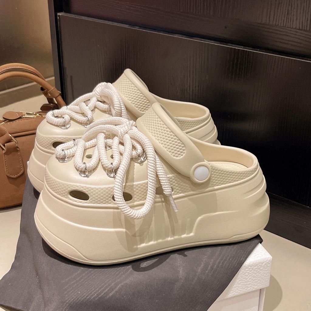 Soft leather lace-up Doudou shoes women's 2025 new summer soft-soled comfortable casual shoes non-slip wavy bottom platform single shoes