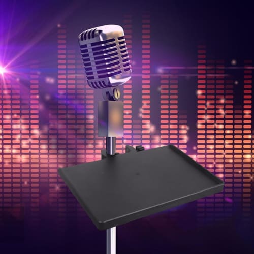 Thick PP Music Stand Tray with C-shaped Buckle Lock, Designed Sound Card Tray, Adjustable Universal Music Stand Accessory for Live Streaming and Recor