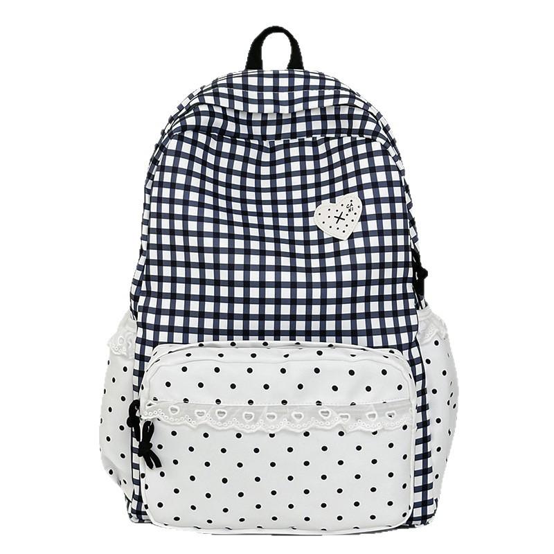 Schoolbag wholesale small fresh plaid lace backpack daily versatile large capacity going out commuting student schoolbag backpack