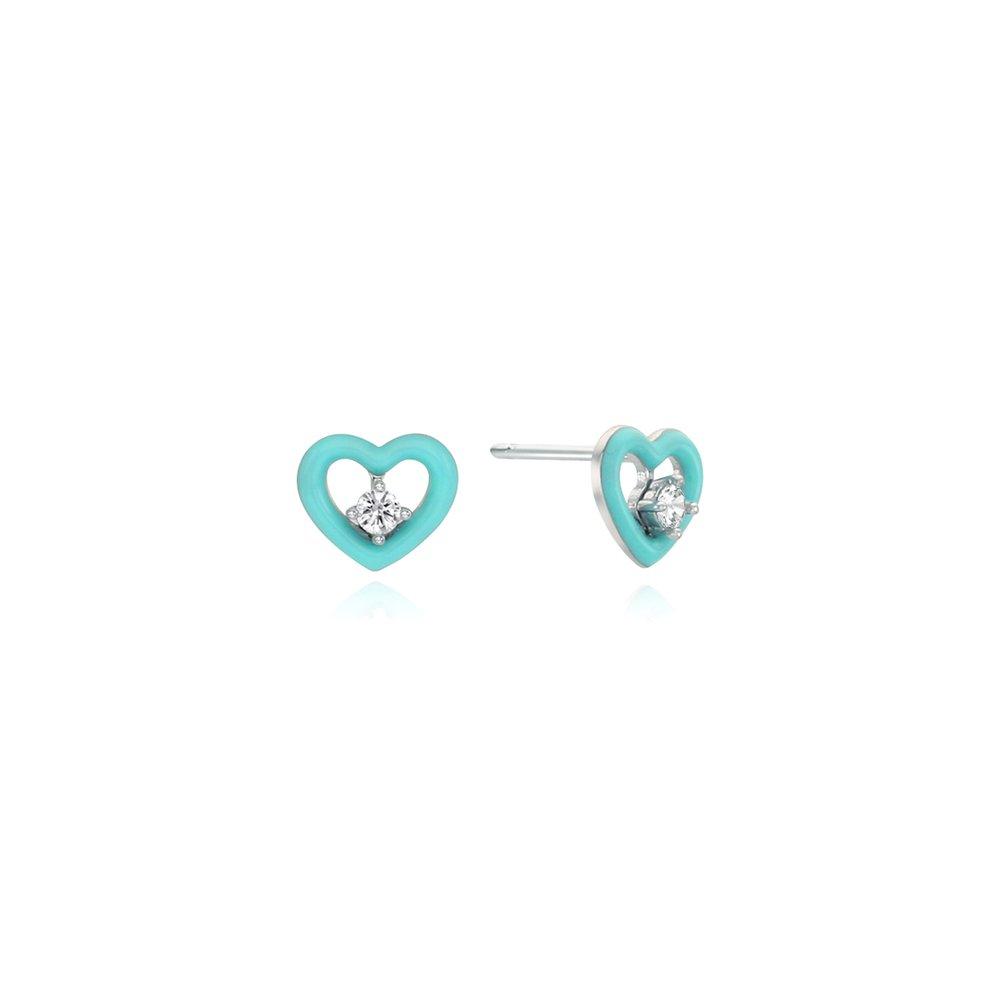 [Rosemont] Silver Epoxy Heart Earrings Rc0387